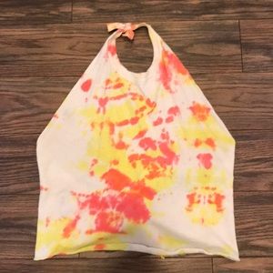 Tie Dye Halter Backless Top